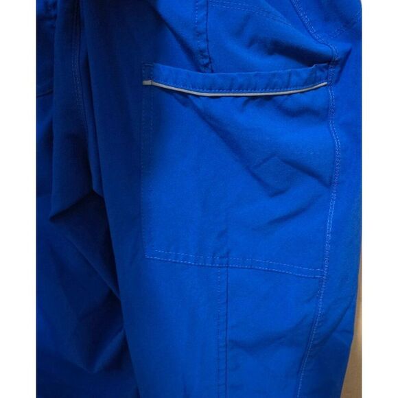 Set of 3 Royal Blue Cargo Scrub Pants With Zipper Pockets Ribbed Waistband Women - Picture 7 of 11